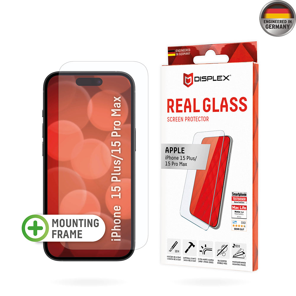 Film d'écran - Displex - Premium Real Glass 2D (iPhone et Samsung) KIT d'application facile inclus