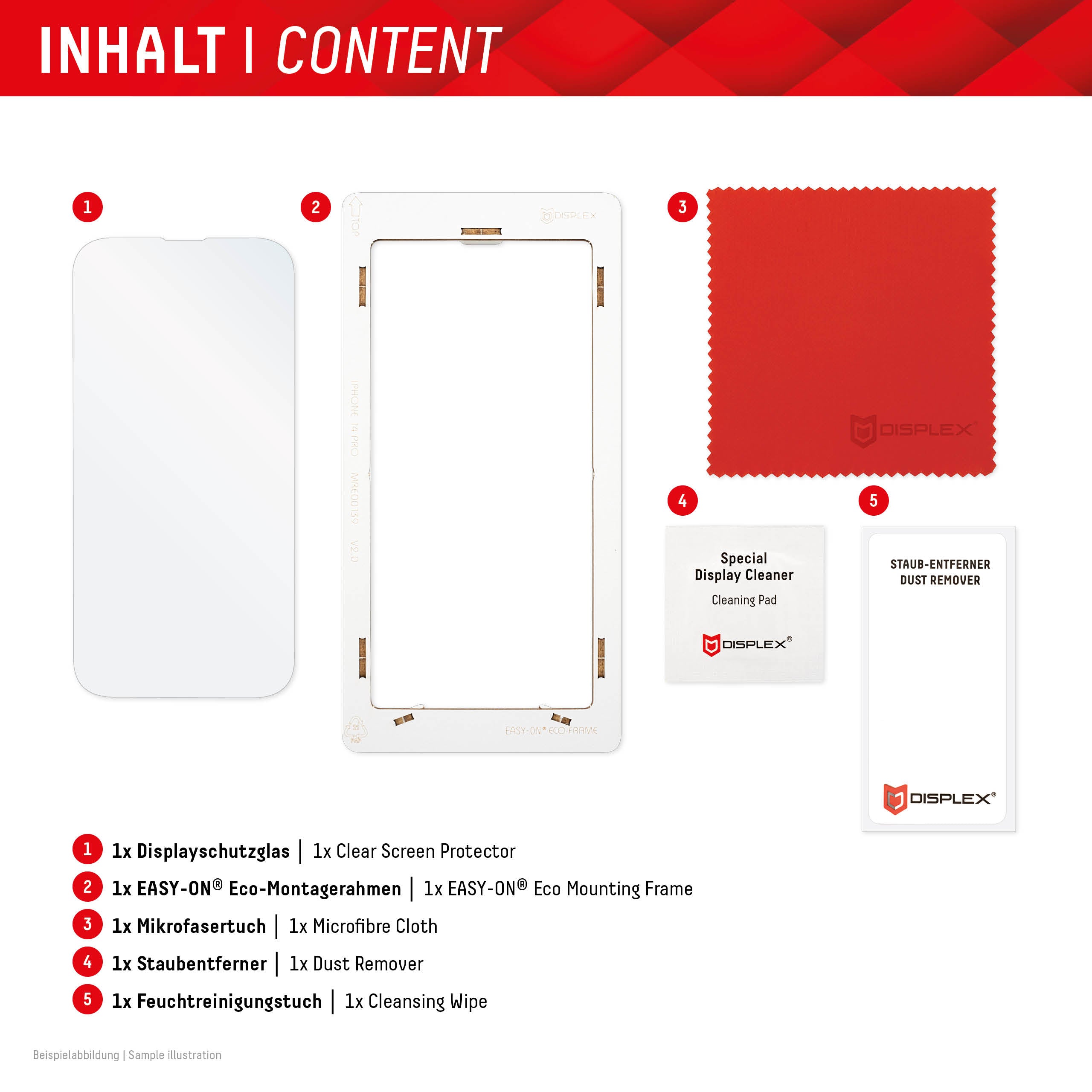 Film d'écran - Displex - Premium Real Glass 2D (iPhone et Samsung) KIT d'application facile inclus